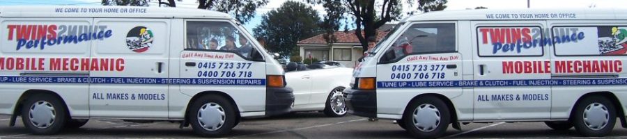 Twins Performance Mobile Mechanic vans: tune up, lube service, brake and clutch, fuel injection, steering and suspension repairs. All makes and models.